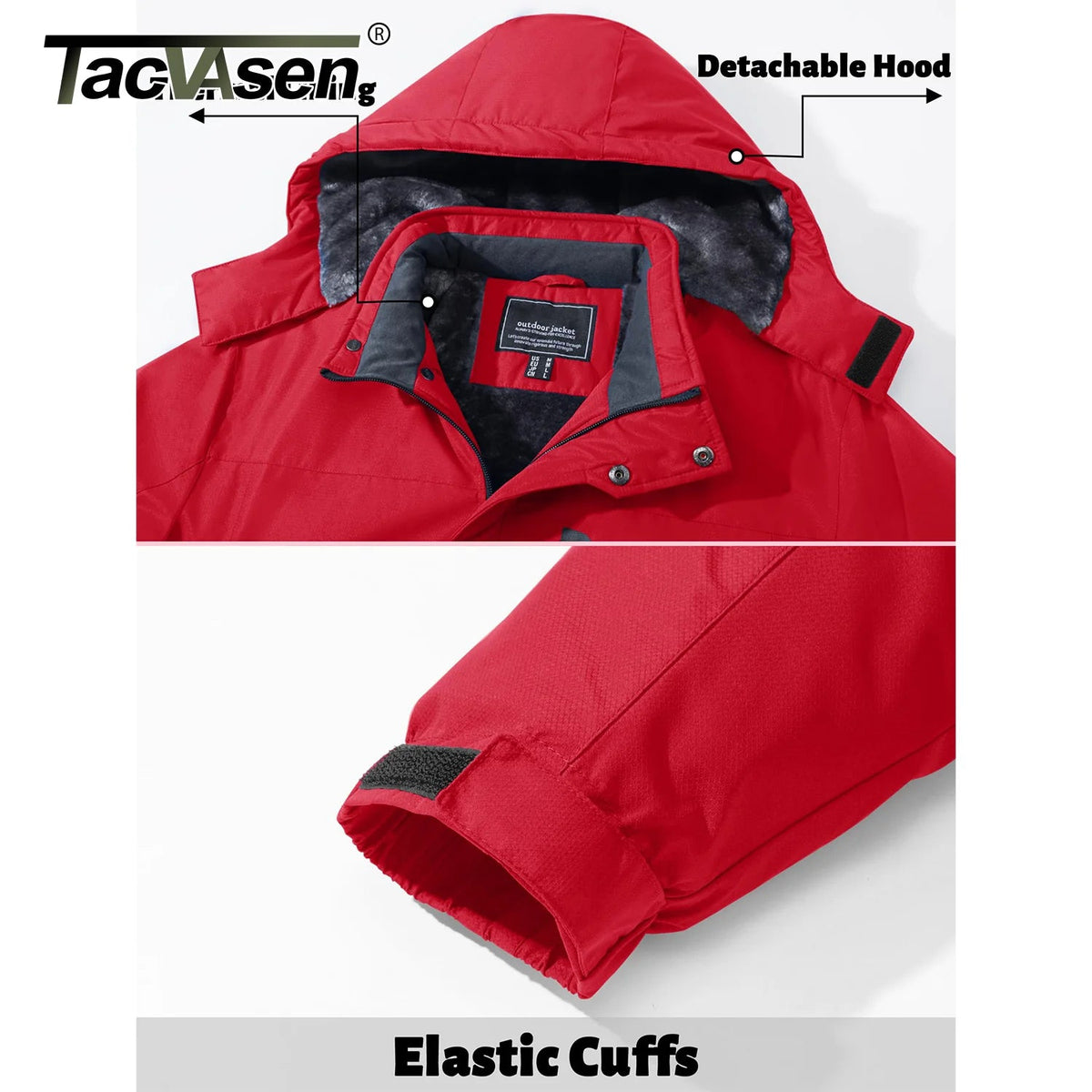 SaneShoppe - TACVASEN Winter Thicken Fleece Jacket Mens Waterproof Hiking Skiing Jackets Outdoor Mountain Trekking Windbreaker Parka Male