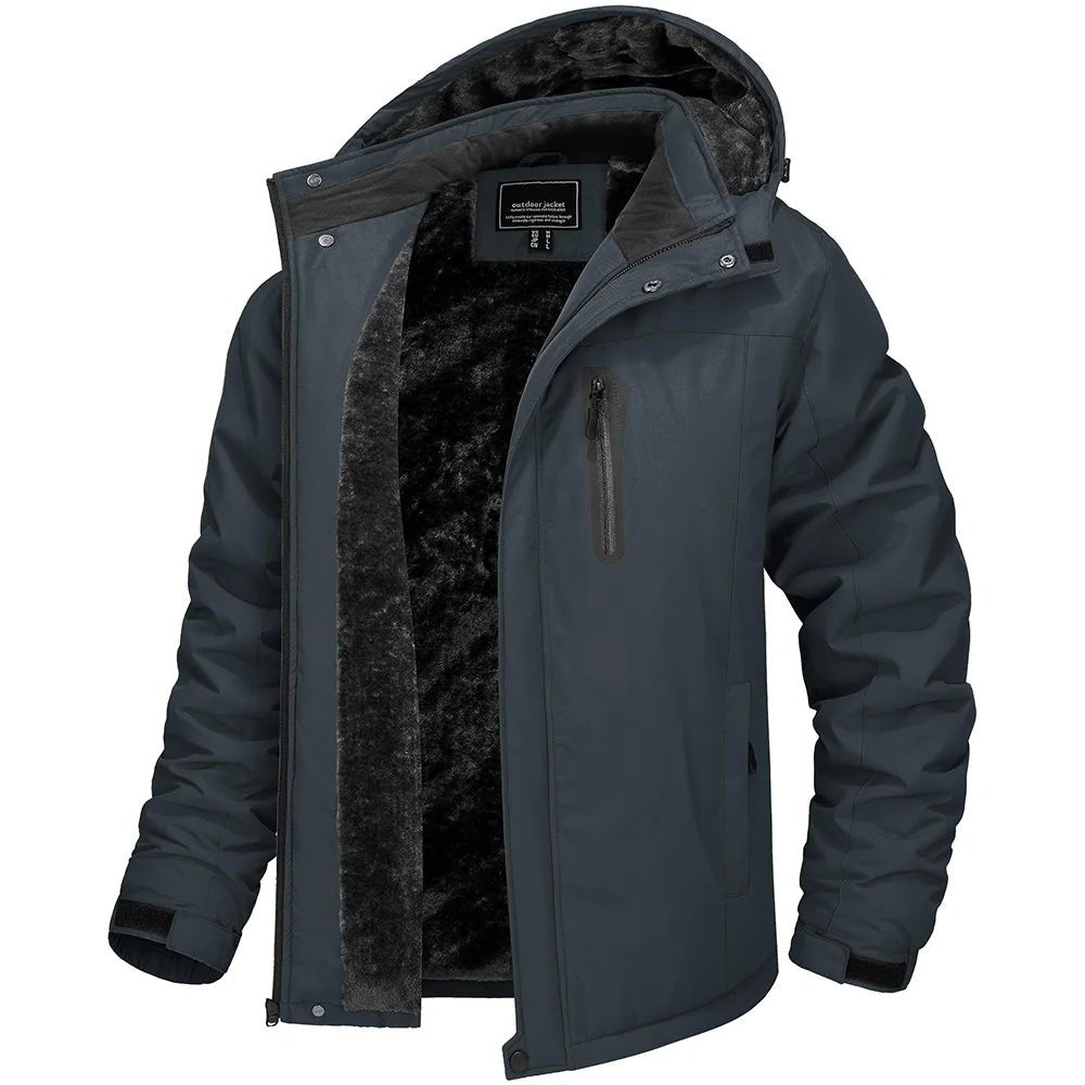 SaneShoppe - TACVASEN Winter Thicken Fleece Jacket Mens Waterproof Hiking Skiing Jackets Outdoor Mountain Trekking Windbreaker Parka Male