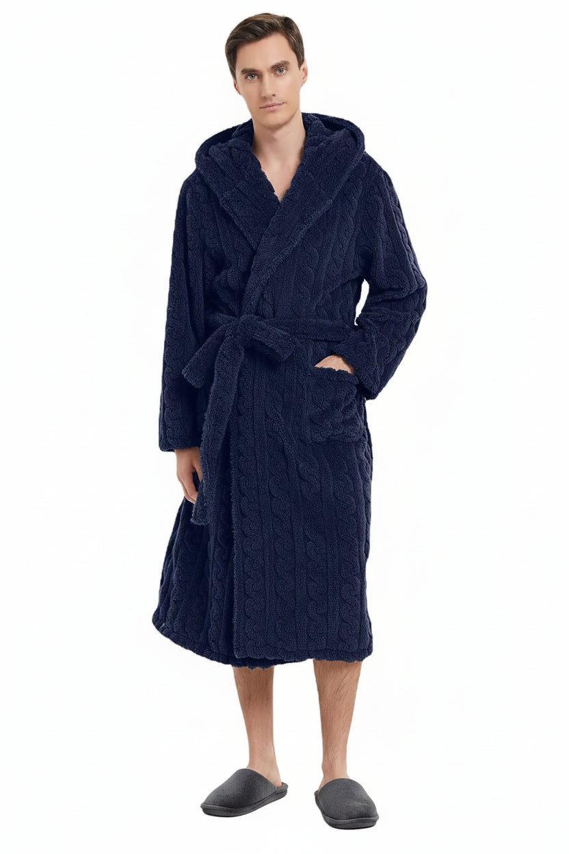 SaneShoppe - Cozy Jacquard Hooded Couple Robe for Fall/Winter