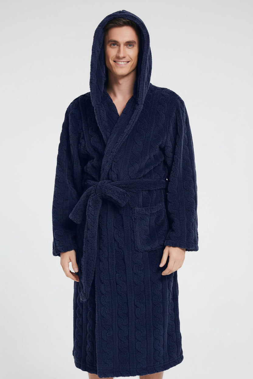 SaneShoppe Cozy Jacquard Hooded Couple Robe for Fall/Winter Cozy Jacquard Hooded Couple Robe for Fall/Winter