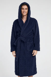 SaneShoppe Cozy Jacquard Hooded Couple Robe for Fall/Winter Cozy Jacquard Hooded Couple Robe for Fall/Winter