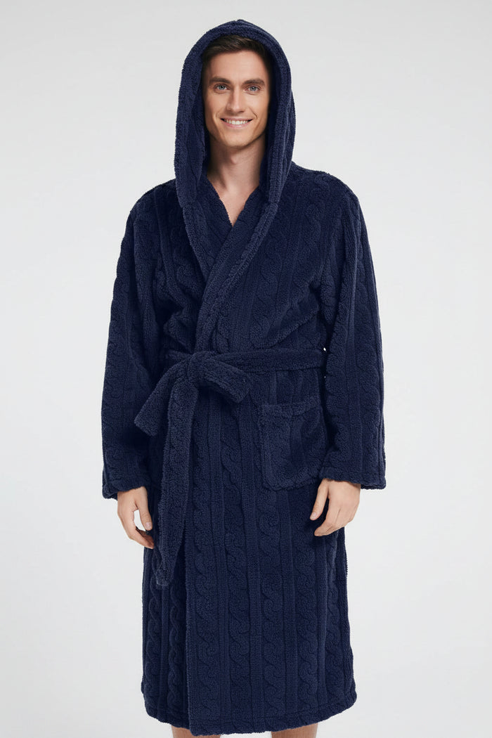 SaneShoppe Cozy Jacquard Hooded Couple Robe for Fall/Winter Cozy Jacquard Hooded Couple Robe for Fall/Winter