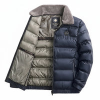SaneShoppe - Winter Men Casual Parkas Solid Color Warm Thickened Jacket for Men Quality Turn - down Collar Male Overcoat 2024 Fashion All - match