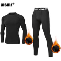 SaneShoppe Winter Thermal Underwear Men Compression Fitness Fleece Man Sport First Layer Underwear Set Second Thermal Men's Skin Long Johns