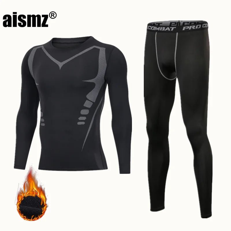 SaneShoppe Winter Thermal Underwear Men Compression Fitness Fleece Man Sport First Layer Underwear Set Second Thermal Men's Skin Long Johns