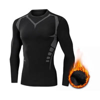SaneShoppe - Winter Thermal Underwear Men Compression Fitness Fleece Man Sport First Layer Underwear Set Second Thermal Men's Skin Long Johns