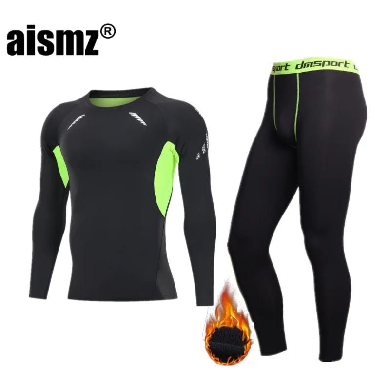 SaneShoppe - Winter Thermal Underwear Men Compression Fitness Fleece Man Sport First Layer Underwear Set Second Thermal Men's Skin Long Johns