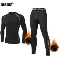 SaneShoppe - Winter Thermal Underwear Men Compression Fitness Fleece Man Sport First Layer Underwear Set Second Thermal Men's Skin Long Johns