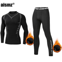 SaneShoppe - Winter Thermal Underwear Men Compression Fitness Fleece Man Sport First Layer Underwear Set Second Thermal Men's Skin Long Johns