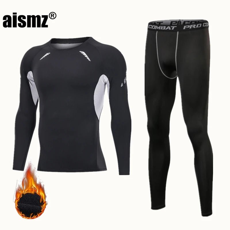 SaneShoppe Winter Thermal Underwear Men Compression Fitness Fleece Man Sport First Layer Underwear Set Second Thermal Men's Skin Long Johns
