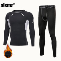 SaneShoppe Winter Thermal Underwear Men Compression Fitness Fleece Man Sport First Layer Underwear Set Second Thermal Men's Skin Long Johns