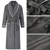 SaneShoppe-Long Robe Warm Men's Bathrobe Gown Large Size Loose Coral Fleece 4XL