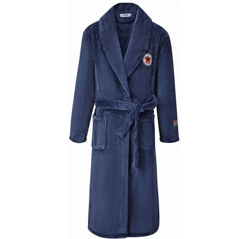 SaneShoppe-Long Robe Warm Men's Bathrobe Gown Large Size Loose Coral Fleece 4XL