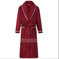 SaneShoppe-Long Robe Warm Men's Bathrobe Gown Large Size Loose Coral Fleece 4XL