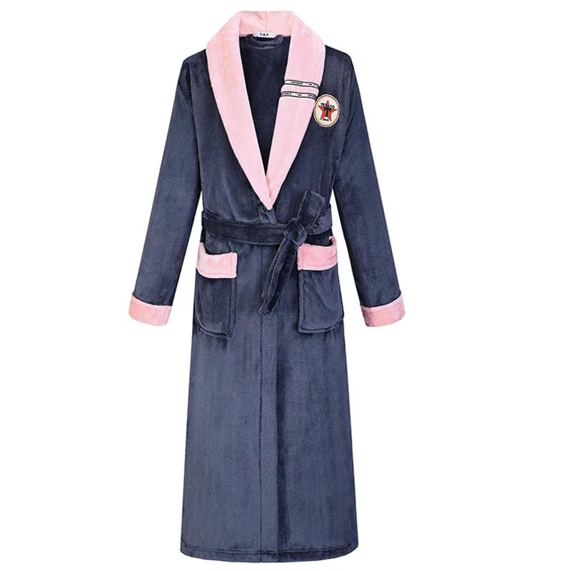 SaneShoppe-Long Robe Warm Men's Bathrobe Gown Large Size Loose Coral Fleece 4XL