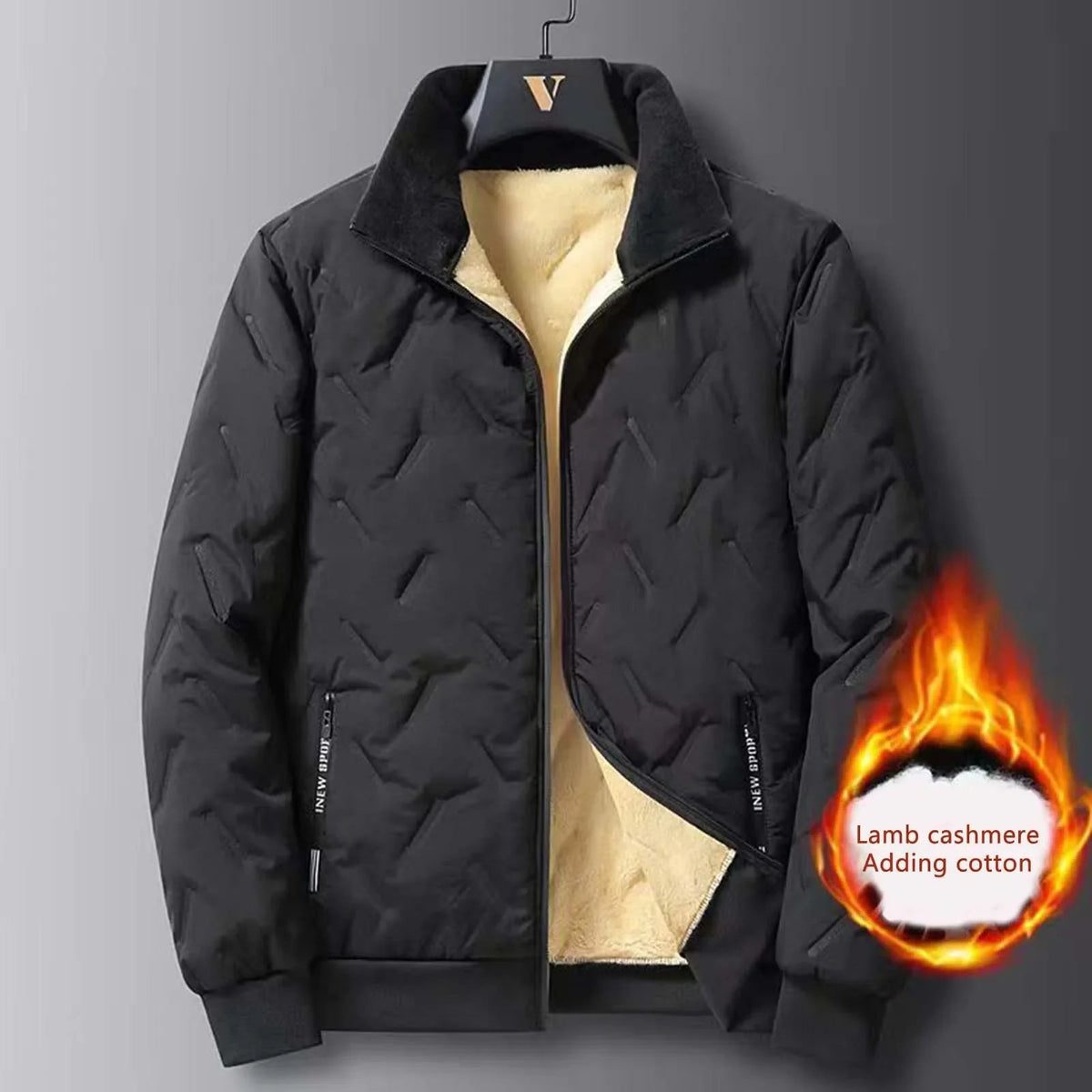 SaneShoppe - Winter Thicken Fleece Jackets for Men Windproof Coats Men's Outerwear Cropped Woolen Parka Coat Autumn Winter Warm Bomber Jacket