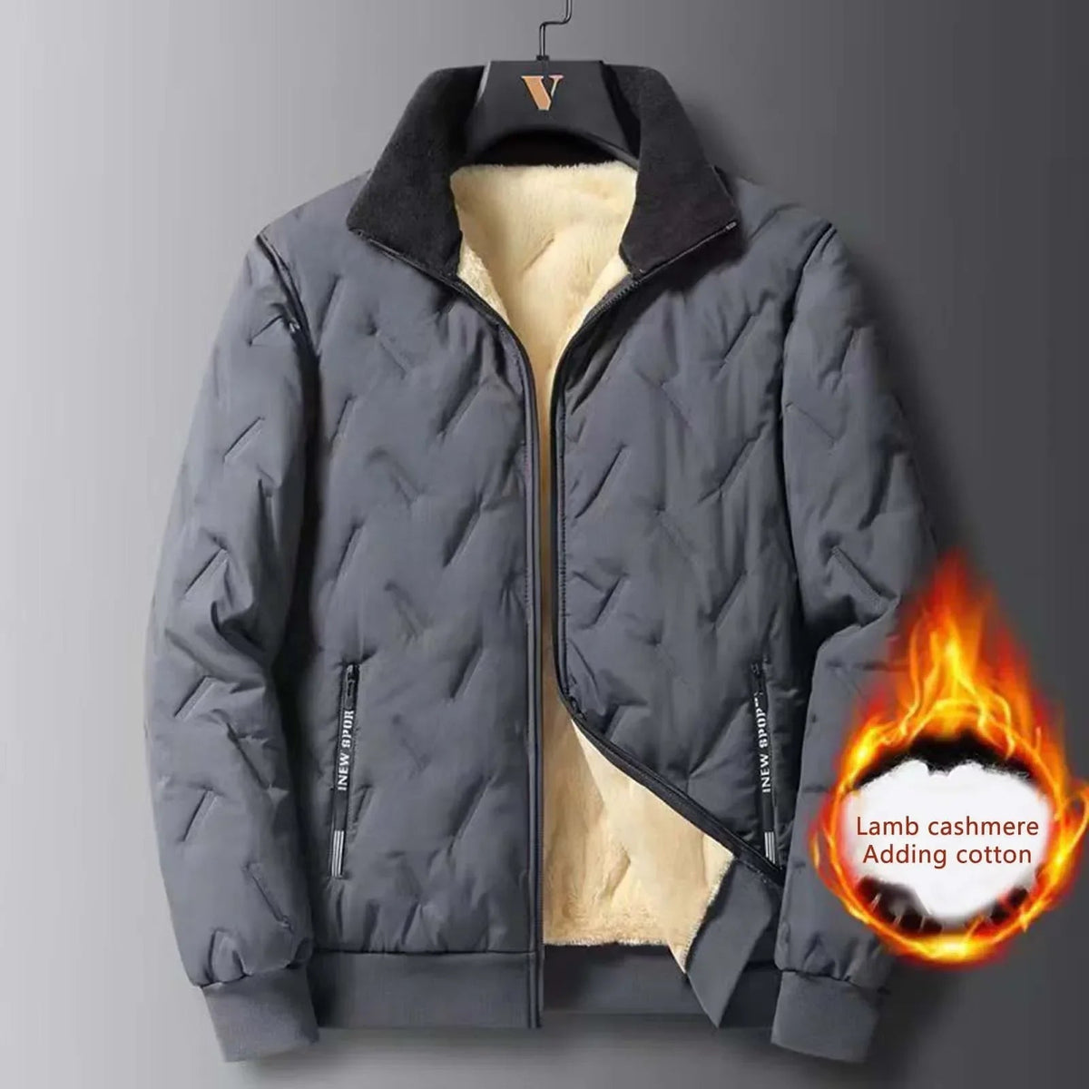 SaneShoppe - Winter Thicken Fleece Jackets for Men Windproof Coats Men's Outerwear Cropped Woolen Parka Coat Autumn Winter Warm Bomber Jacket