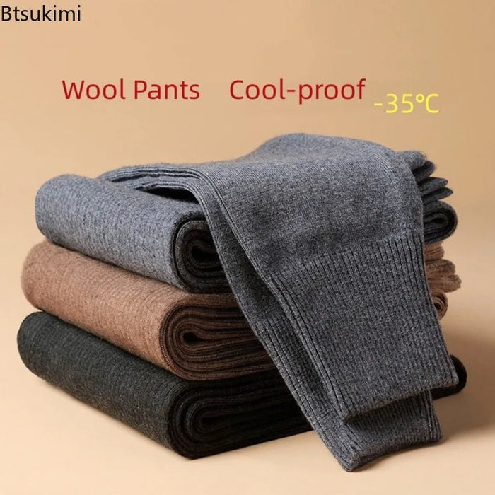 SaneShoppe - Cozy Winter Thermal Wool Leggings - High Waist, Elastic Tights