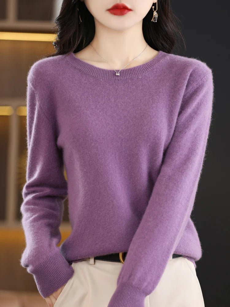 SaneShoppe Women 100% Merino Wool Sweater O - Neck Long Sleeve Cashmere Knitwear Pullover Aliselect Fashion Autumn Winter Clothing Tops Women 100% Merino Wool Sweater O - Neck Long Sleeve Cashmere Knitwear Pullover Aliselect Fashion Autumn Winter Clothing Tops