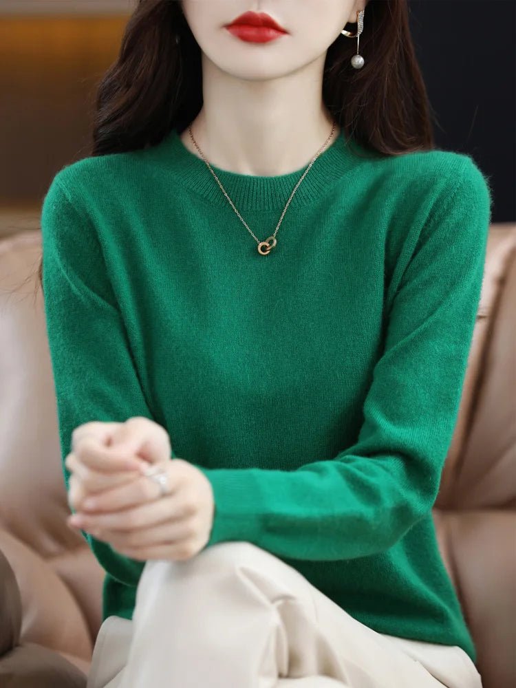 SaneShoppe Women 100% Merino Wool Sweater O - Neck Long Sleeve Cashmere Knitwear Pullover Aliselect Fashion Autumn Winter Clothing Tops Women 100% Merino Wool Sweater O - Neck Long Sleeve Cashmere Knitwear Pullover Aliselect Fashion Autumn Winter Clothing Tops
