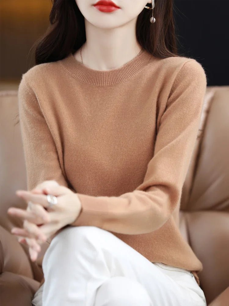 SaneShoppe Women 100% Merino Wool Sweater O - Neck Long Sleeve Cashmere Knitwear Pullover Aliselect Fashion Autumn Winter Clothing Tops Women 100% Merino Wool Sweater O - Neck Long Sleeve Cashmere Knitwear Pullover Aliselect Fashion Autumn Winter Clothing Tops