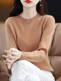 SaneShoppe Women 100% Merino Wool Sweater O - Neck Long Sleeve Cashmere Knitwear Pullover Aliselect Fashion Autumn Winter Clothing Tops Women 100% Merino Wool Sweater O - Neck Long Sleeve Cashmere Knitwear Pullover Aliselect Fashion Autumn Winter Clothing Tops