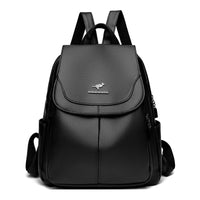 SaneShoppe - Women Large Capacity Backpack High Quality Leather Female Vintage Bag School Bags Travel Bagpack Ladies Bookbag Rucksack Purses