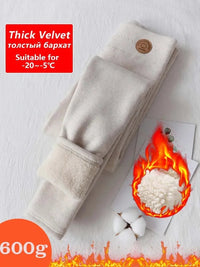 SaneShoppe - Warm Velvet High Waist Leggings for Women - Autumn/Winter Thick Cotton Fleece Tights