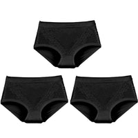SaneShoppe Women's High Waist Lace Briefs - 3 - Pack, Plus Size, Modal Fabric