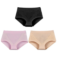 SaneShoppe - Women's High Waist Lace Briefs - 3 - Pack, Plus Size, Modal Fabric