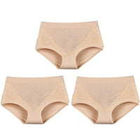 SaneShoppe - Women's High Waist Lace Briefs - 3 - Pack, Plus Size, Modal Fabric