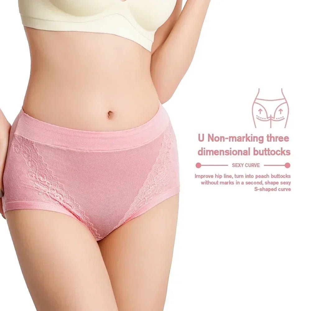 SaneShoppe - Women's High Waist Lace Briefs - 3 - Pack, Plus Size, Modal Fabric