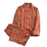 SaneShoppe - 100% Cotton Women's Yarn - Dyed Jacquard Pyjamas, Long - Sleeved 2 - piece Set.