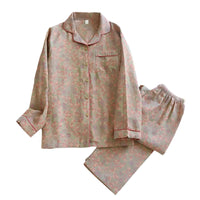 SaneShoppe - 100% Cotton Women's Yarn - Dyed Jacquard Pyjamas, Long - Sleeved 2 - piece Set.