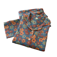 SaneShoppe - 100% Cotton Women's Yarn - Dyed Jacquard Pyjamas, Long - Sleeved 2 - piece Set.