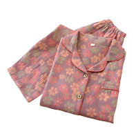 SaneShoppe - 100% Cotton Women's Yarn - Dyed Jacquard Pyjamas, Long - Sleeved 2 - piece Set.