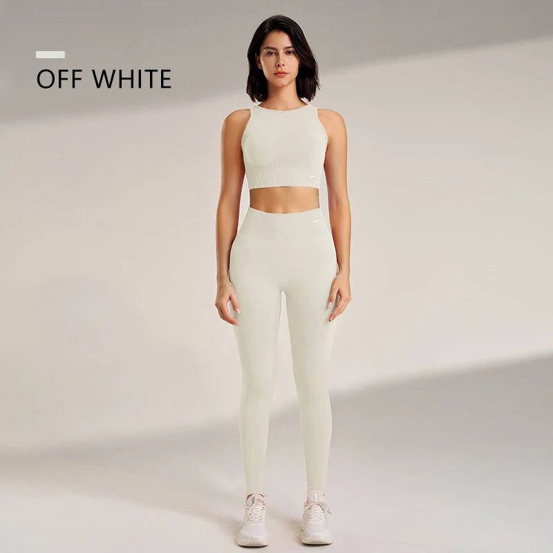 SaneShoppe Women's High - Waisted Yoga Leggings and Top: A Seamless Two - Piece Fitness Outfit